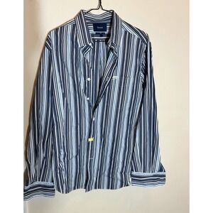 FACONNABLE STRIPED 100% COTTON BUTTON DOWN SHIRT MENS SIZE M White Blue